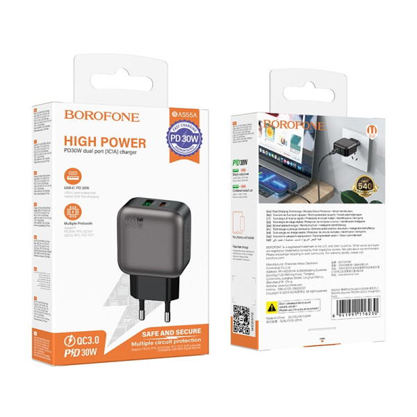 Incarcator de retea Borofone BAS57A Absolute PD67W (3C1A) (EU) [Black] 
