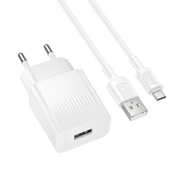 Incarcator de retea Borofone BAS71A Source single-port charger set(Micro)(EU) [White]