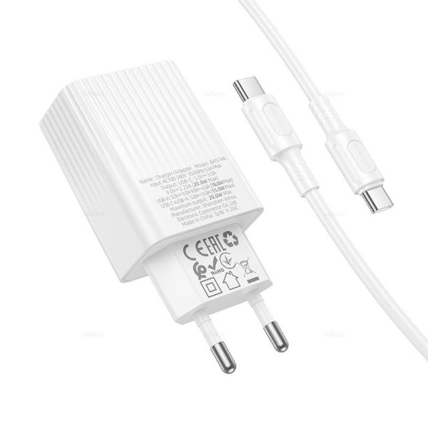 Incarcator de retea Borofone BAS74A Source PD20W+QC3.0 charger set(C to C)(EU) [White]