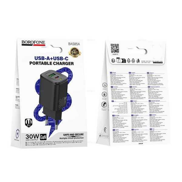 Incarcator de retea Borofone BAS85A Star PD30W+QC3.0 charger(EU) [Black]