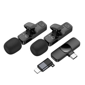 Microfon wireless Borofone BFK15 Dual-mic lavalier wireless digital microphone (iP/Type-C) [Black]