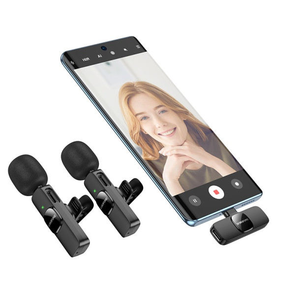 Беспроводной микрофон Borofone BFK15 Dual-mic lavalier wireless digital microphone (iP/Type-C) [Black]