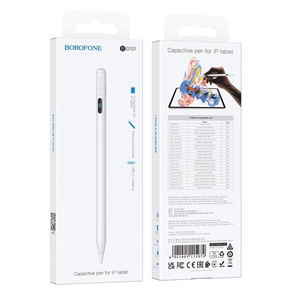 Stilou capacitiv Borofone BG101 Active capacitive pen with digital display pad dedicated [White]
