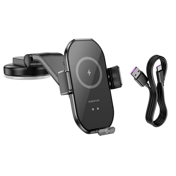 Suport Auto Borofone BH206 Rusher wireless fast charging [Black]