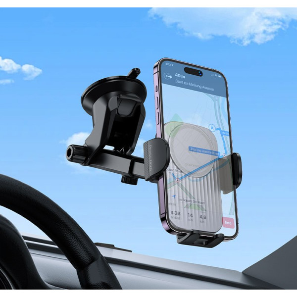 Suport Auto Borofone BH222 Leading push-type wireless fast charging car holder [Black]