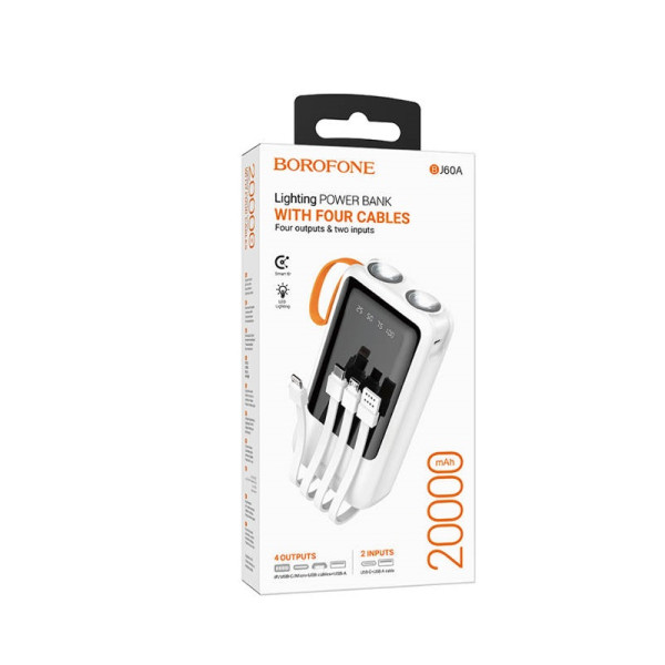 Power Bank Borofone BJ60A Rapid with four cables (20000mAh) [White]
