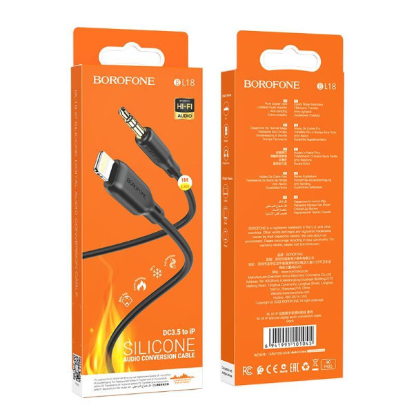 Кабель Borofone BL18 3.5 Audio Jack to Lighting (1M) [Black]
