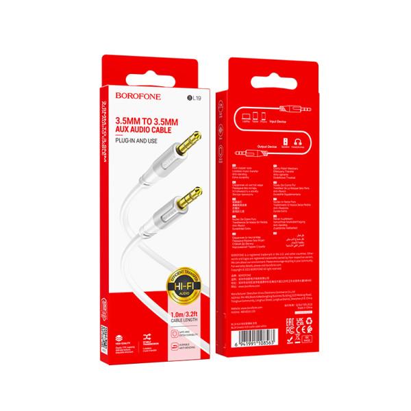 Cablu Borofone BL19 Creator AUX audio cable (1m) [White]