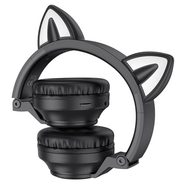 Casti Wireless Borofone BO18 Cat Ear BT headphones [Black]