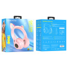 Наушники Wireless Borofone BO18 Cat Ear BT headphones [Pink]