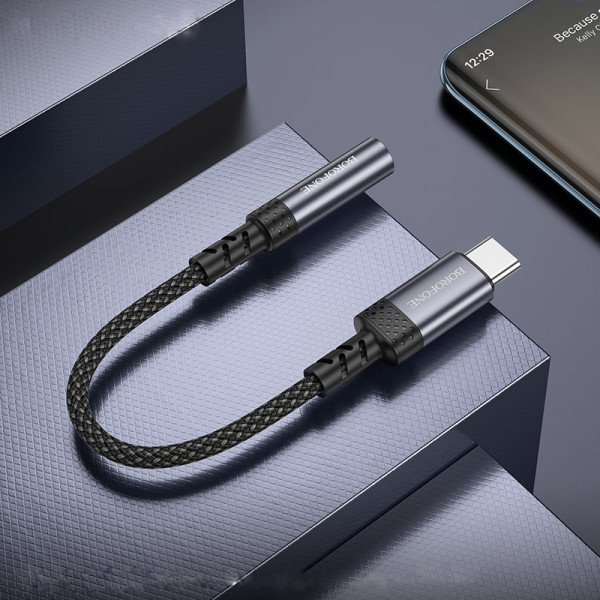 Adapter Borofone BV24 Graceful digital audio converter cable Type-C to 3.5mm [Metal Grey]