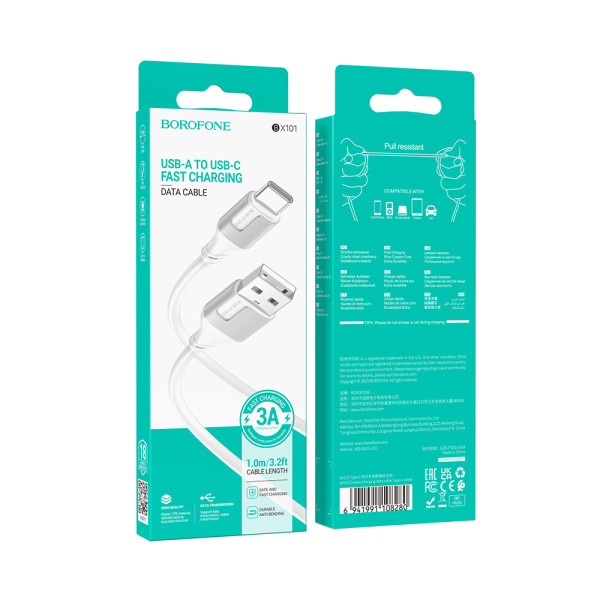 Cablu Borofone BX101 Creator charging data cable Type-C (1m) [White]
