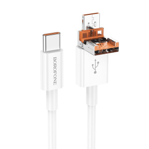 Cablu Borofone BX102 Winner 2-in-1 USB/Type-C to Type-C (1m) [White]