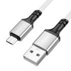 Cablu Borofone BX83 Famous silicone charging data cable Micro [White]
