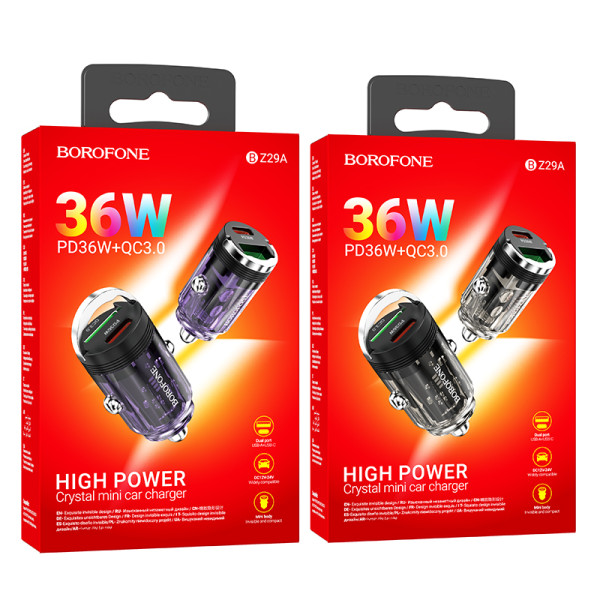 Incarcator auto Borofone BZ29A 36W [Transparent-Black]