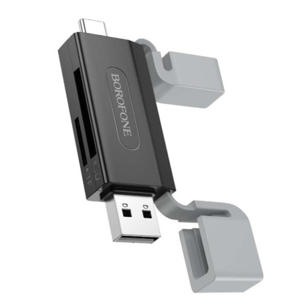 Adaptor Borofone DH9 Wisdom 2-in-1 USB/Type-C 2.0 card reader [Black Grey]
