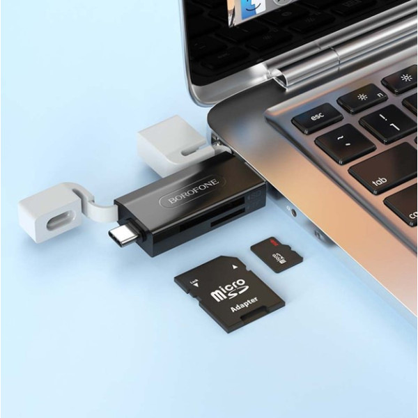 Adaptor Borofone DH9 Wisdom 2-in-1 USB/Type-C 2.0 card reader [Black Grey]