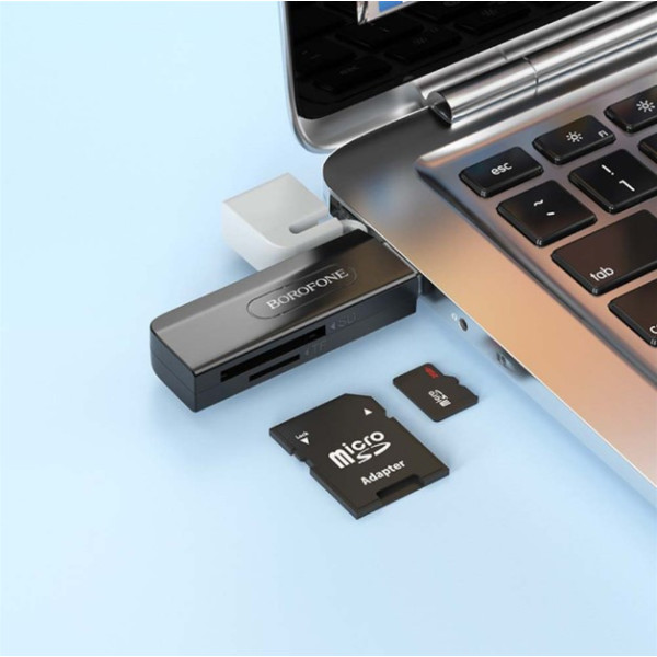 Adaptor Borofone DH9 Wisdom 2-in-1 USB 2.0 card reader [Black Grey]