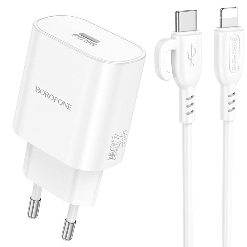 Incarcator Borofone Borofone BA82A single port PD25W charger set (Type-C to IP) [White]