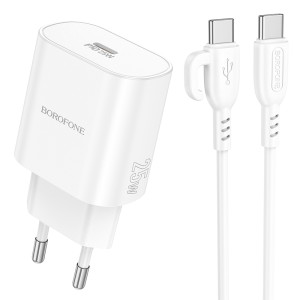 Incarcator Borofone Borofone BA82A single port PD25W charger set (Type-C to Type-C) [White]