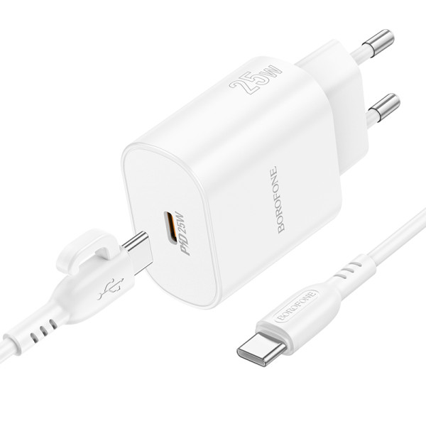 Incarcator Borofone Borofone BA82A single port PD25W charger set (Type-C to Type-C) [White]