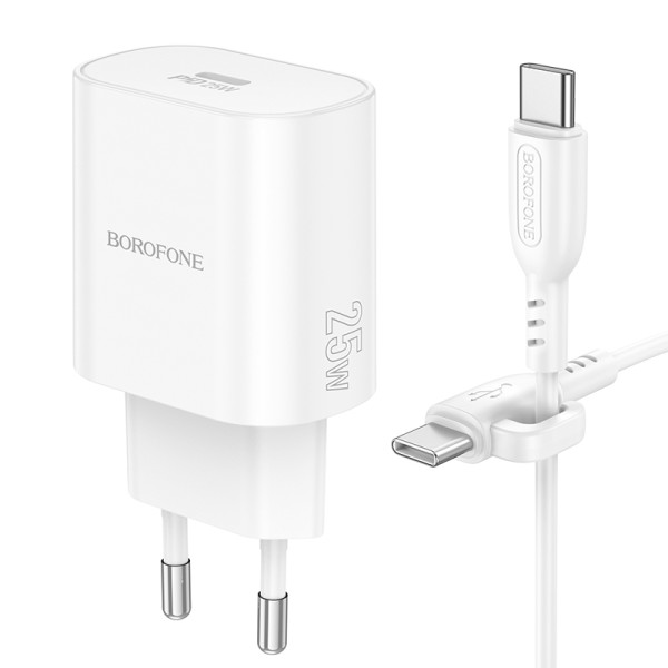 Incarcator Borofone Borofone BA82A single port PD25W charger set (Type-C to Type-C) [White]