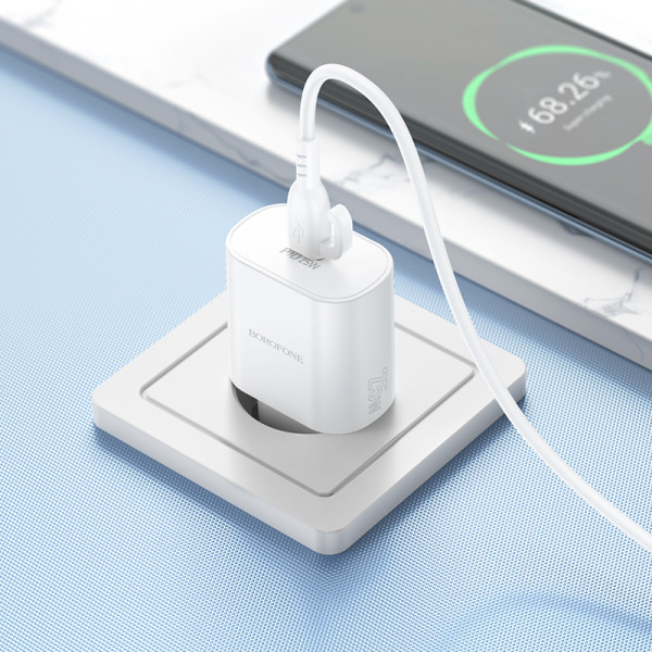 Incarcator Borofone Borofone BA82A single port PD25W charger set (Type-C to Type-C) [White]