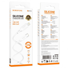 Cablu Borofone BX113 PD Lenny silicone charging data cable IP (L=1M) [White]