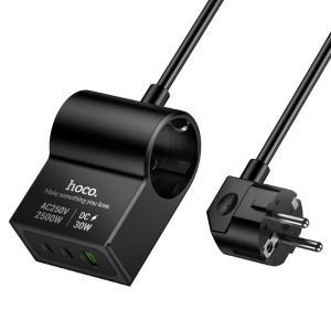 Зарядное устройство Hoco AC33 Win 1 position(PD30W/2C1A) desktop socket(EU/GER)(L=1.5M) [Black]