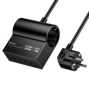 Incarcator de retea Hoco AC34 Win 2 position(PD70W/3C1A) desktop socket(EU/GER)(L=1.5M) [Black]