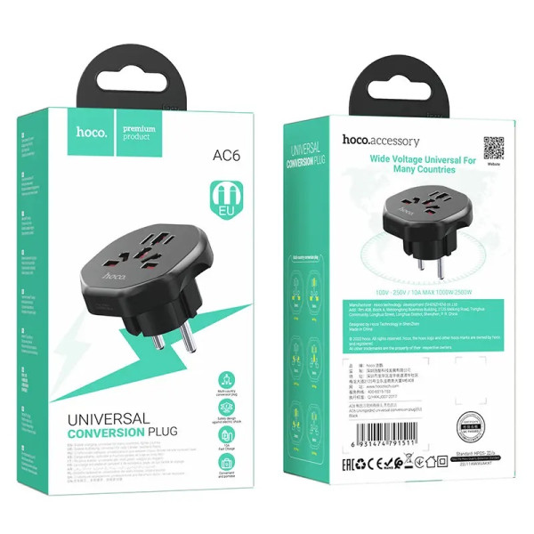 Adaptor de retea Hoco AC6 (EU) [Black]