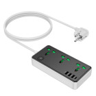 Prelungitor Hoco AC7A Storm 3-position socket (1*USB-C 3*USB) [Black]