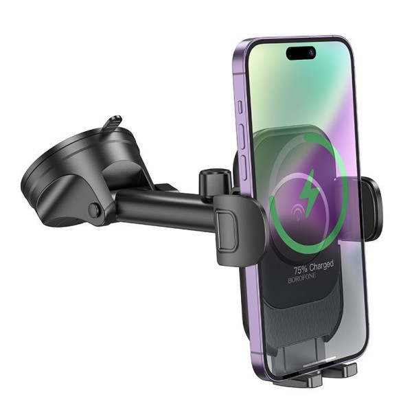 Suport Auto Borofone BH203 Blue Charm (Wireless fast Charging) [Black]