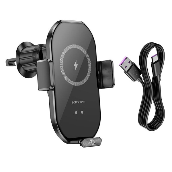 Suport Auto Borofone BH205 Rusher wireless fast charging [Black]