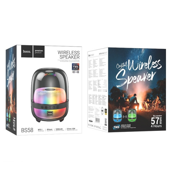 Boxa Portabila BS58 Crystal colorful luminous BT speaker [Magic Black Night]