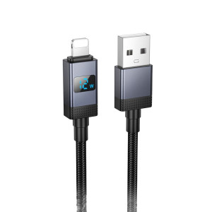 Cablu Hoco X118 Generous charging data cable with display iP [Black]