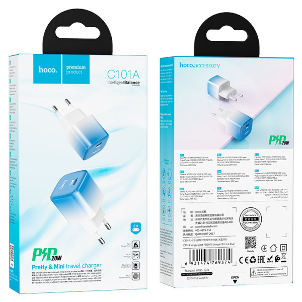 Incarcator de retea Hoco C101A PD20W [Ice-Blue]