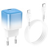 Incarcator de retea Hoco C101A PD20W Type-C to Lightning [Ice-Blue]