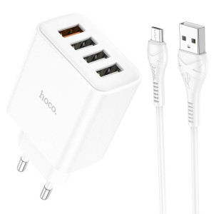 Зарядное устройство Hoco C102A Fuerza QC3.0 + Кабель Micro USB [White]