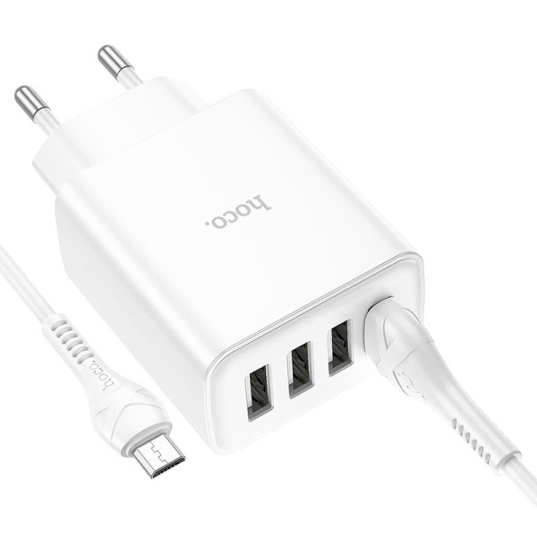 Incarcator de retea Hoco C102A Fuerza QC3.0 + Cablu Micro USB [White]