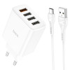 Incarcator de retea Hoco C102A Fuerza QC3.0 + Cablu Type-C [White]