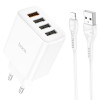 Incarcator de retea Hoco C102A Fuerza QC3.0 + Cablu Lightning [White]