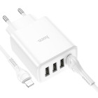 Incarcator de retea Hoco C102A Fuerza QC3.0 + Cablu Lightning [White]