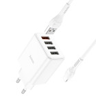 Incarcator de retea Hoco C102A Fuerza QC3.0 + Cablu Lightning [White]