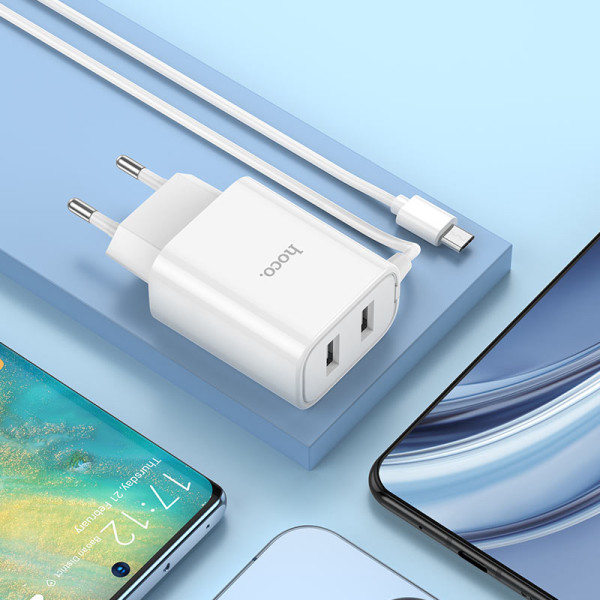 Зарядное устройство Hoco C103A Courser + Кабель Micro USB [White]