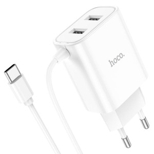 Зарядное устройство Hoco C103A Courser + Кабель Type-C [White]