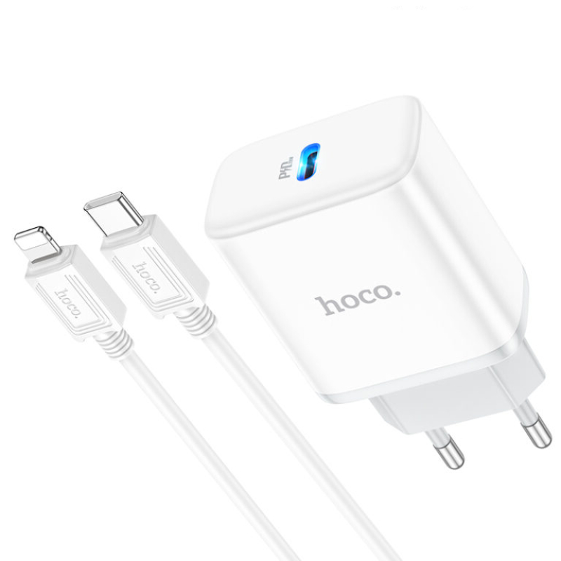 Incarcator de retea Hoco C104A Stage + Cablu Type-C to Lightning (PD20W) [White]