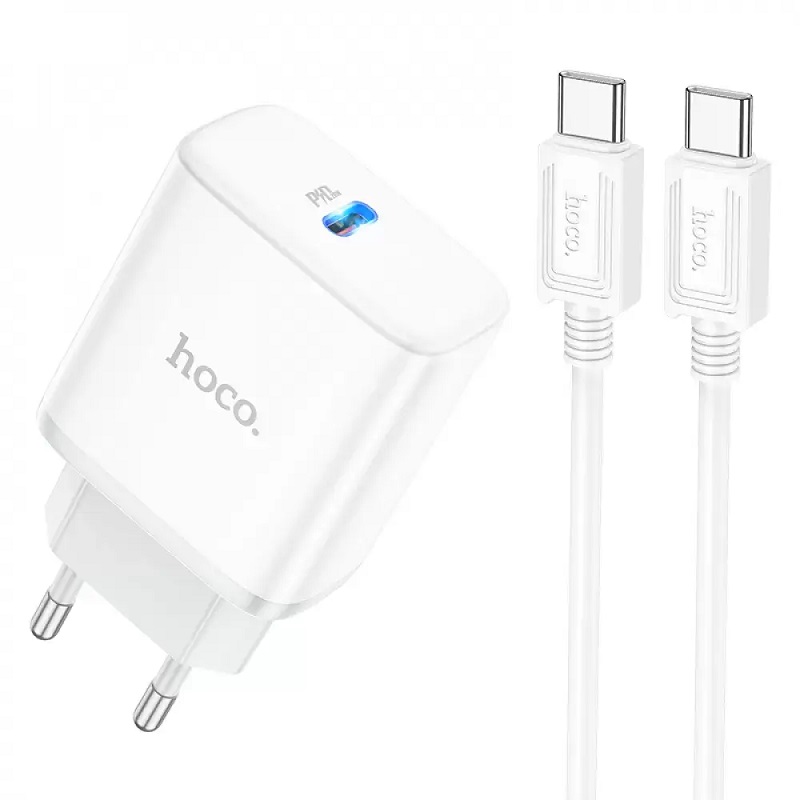 Зарядное Устройство Hoco C104A Stage + Кабель USB-C to USB-C (PD20W) [White]