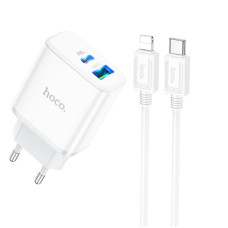 Incarcator Hoco C105A Stage + Cablu USB-C to Lighting (PD20W+QC3.0) [White]