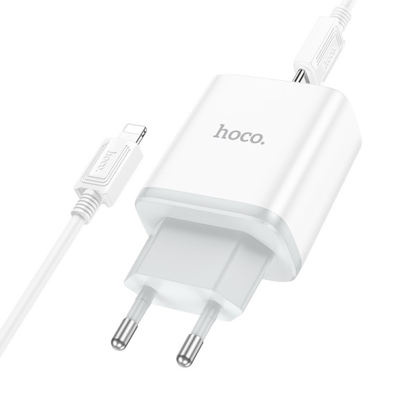Зарядное Устройство Hoco C105A Stage + Cablu USB-C to Lighting (PD20W+QC3.0) [White]